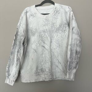 Lululemon Athletica White and Gray Crackle Pattern Sweatshirt